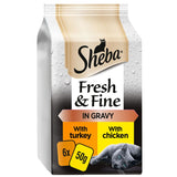 Sheba Fresh &amp;amp; Fine Wet Cat Food Pouches Chicken &amp;amp; Turkey in Gravy