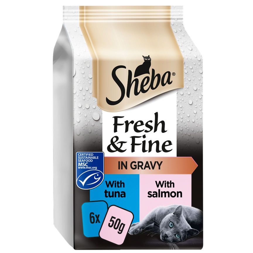 Sheba Fresh &amp;amp; Fine Wet Cat Food Pouches Salmon &amp;amp; Tuna in Gravy