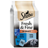 Sheba Fresh &amp;amp; Fine Wet Cat Food Pouches Tuna &amp;amp; Cod in Gravy