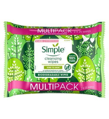 Simple Kind to Skin Biodegradable Cleansing Wipes 50 PC