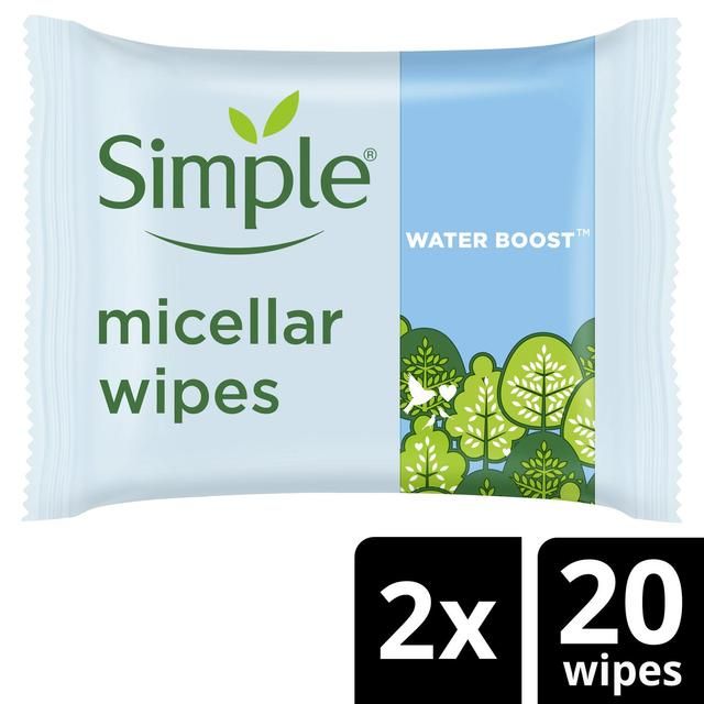 Simple Kind to Skin Micellar Biodegradable Cleansing Wipes   2 x 20 per pack
