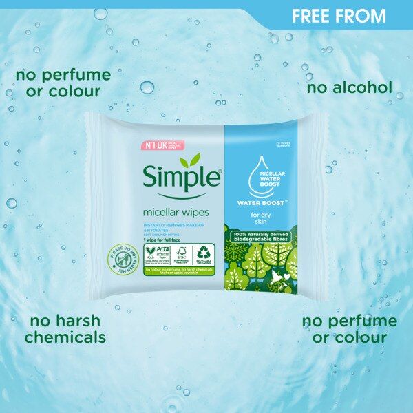 Simple Kind to Skin Micellar Biodegradable Wipes 20pc