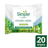 Simple Kind to Skin Water Boost Micellar Biodegradable Cleansing Facial Wipes x20