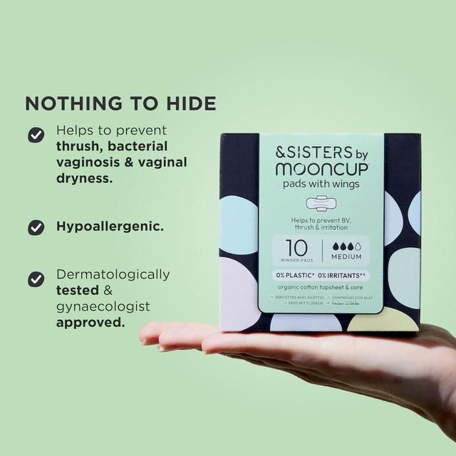 &SISTERS by Mooncup Organic Cotton Pads Medium/Day   10 per pack - McGrocer