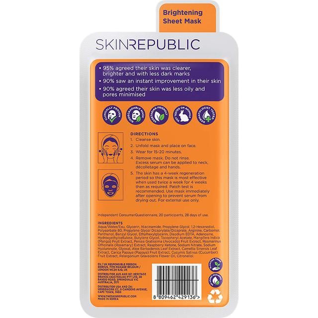 Skin Republic Biodegradable Niacinamide 2% Face Mask   25ml
