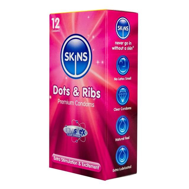 Skins Dots &amp;amp; Ribs Condoms    12 per pack