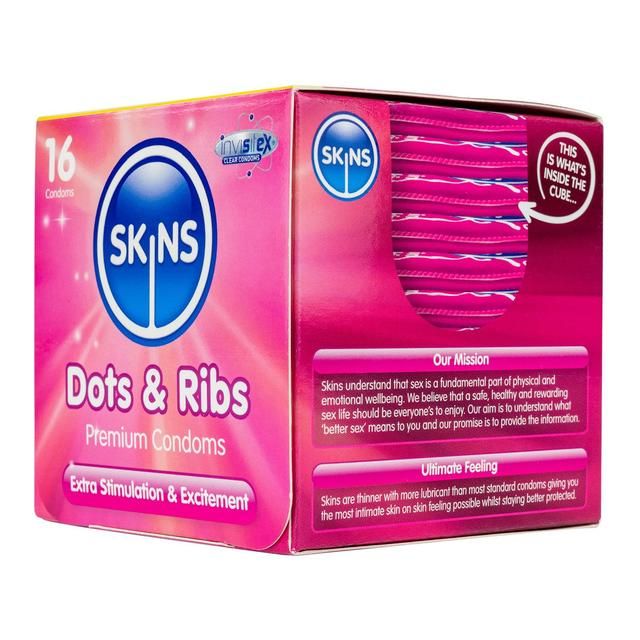 Skins Dots &amp;amp; Ribs Condoms   16 per pack
