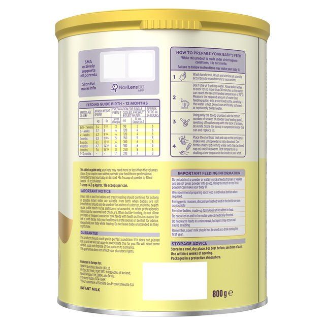 SMA Pro 1 First Infant Milk Powder From Birth   800g