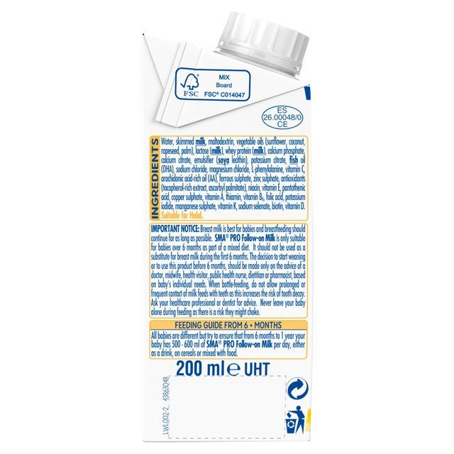 SMA Pro 2 Follow-on Milk Ready to Use 6 mths+   200ml