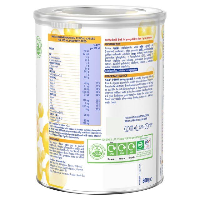 SMA Pro 3 Growing up Milk Powder 1-3 Yrs   800g