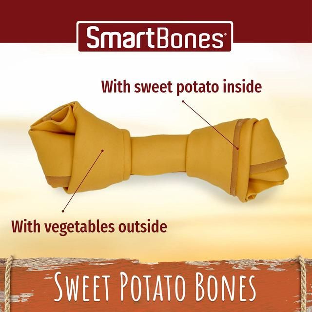 SmartBones 2 Medium Sweet Potato Rawhide Free Bone Dog Treats   158g
