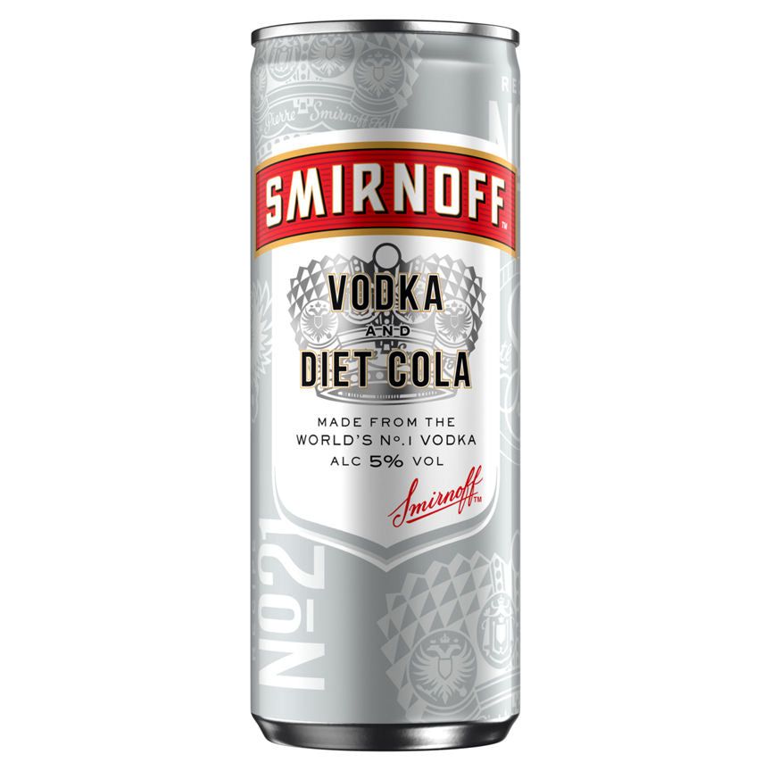 Smirnoff &amp;amp; Diet Cola Vodka Ready to Drink Premix Can 250