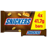 Snickers Caramel Nougat Peanuts &amp;amp; Milk Chocolate Snack Bars Multipack   4 x 41.7g