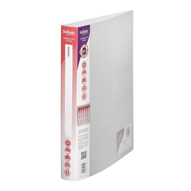 Snopake A4 2-ring Ringbinder  25mm Capacity Clear