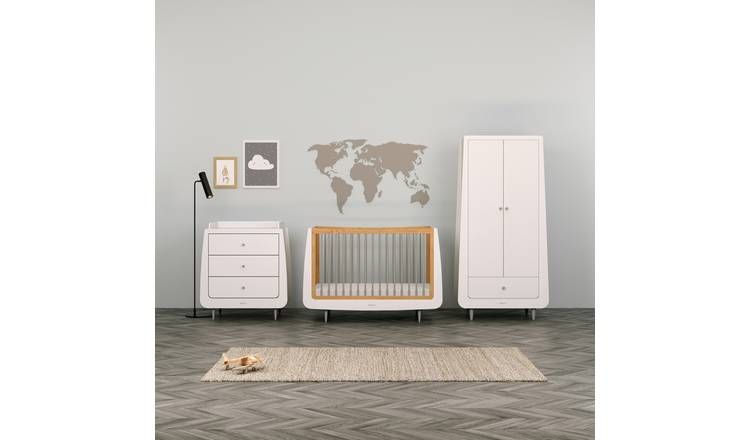 Snuzkot Skandi 3 Piece Nursery Furniture Set - White &amp;amp; Grey
