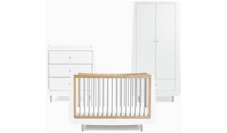 Snuzkot Skandi 3 Piece Nursery Furniture Set - White &amp;amp; Grey