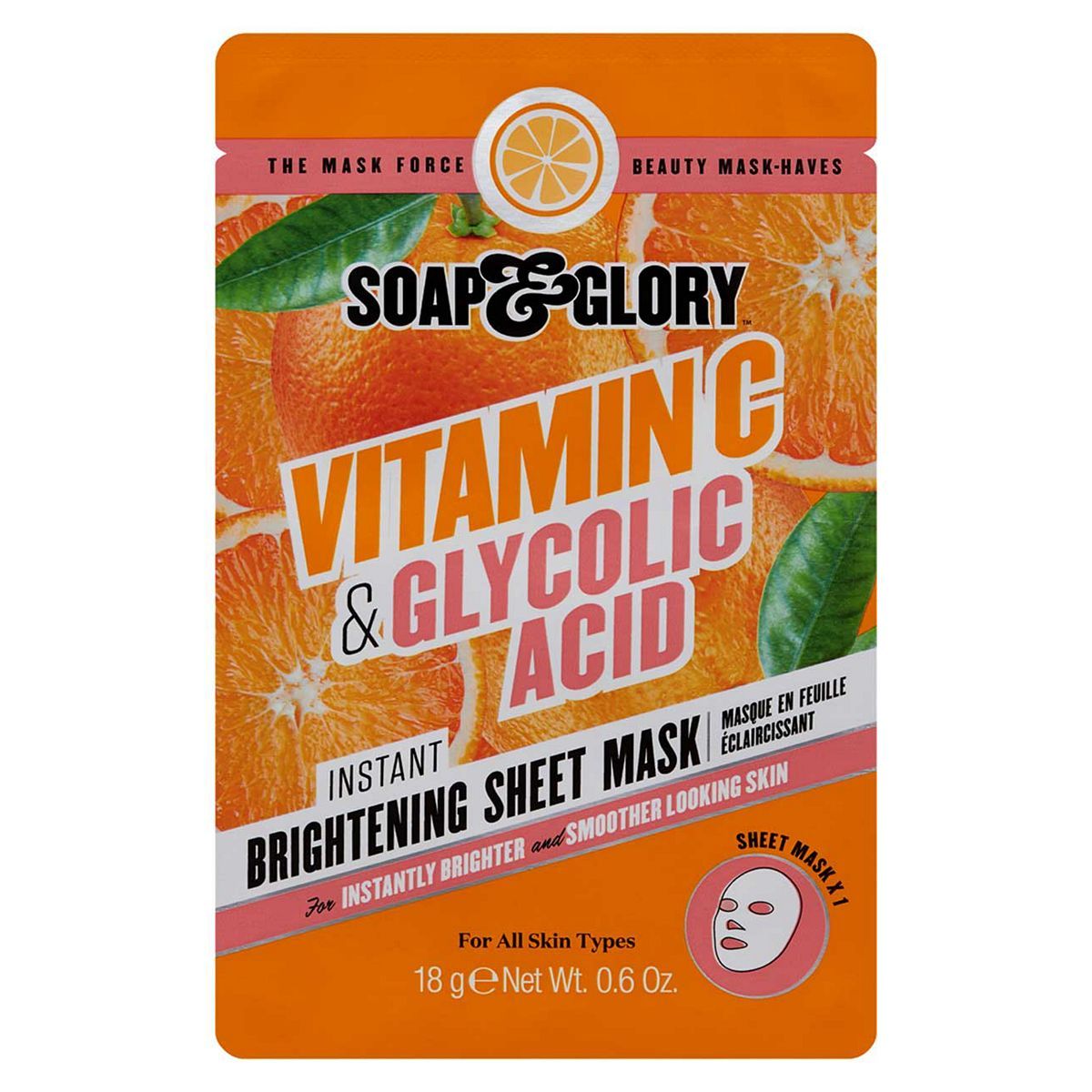 Soap &amp;amp; Glory Vitamin C &amp;amp; Glycolic Acid Instant Brightening Sheet Mask