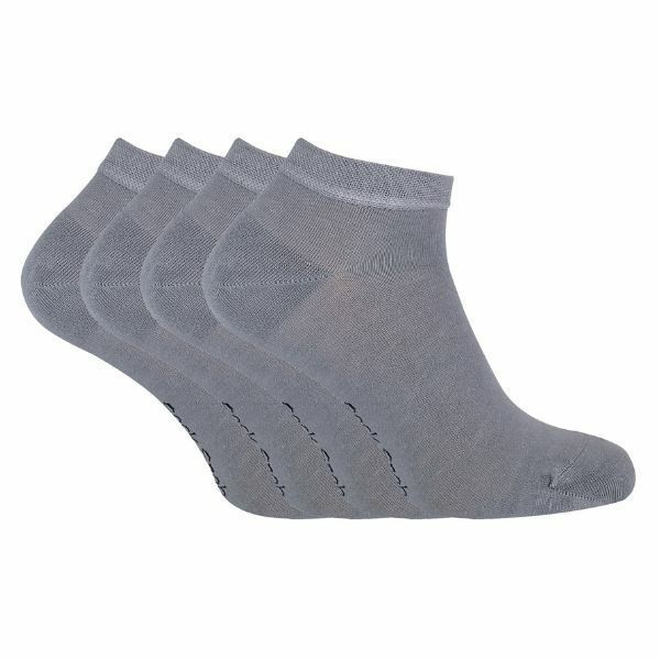 Sock Snob 4 Pairs Mens Soft Bamboo Trainer Socks 7-11 UK Grey / 4EA