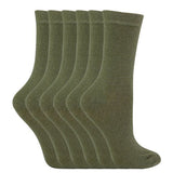 Sock Snob 6 Pk Childrens Solid Colour Cotton Socks 12-3 UK Khaki Green / 6EA