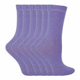 Sock Snob 6 Pk Childrens Solid Colour Cotton Socks 12-3 UK Lilac / 6EA