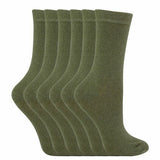 Sock Snob 6 Pk Childrens Solid Colour Cotton Socks 9-12 UK Khaki Green / 6EA