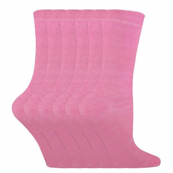 Sock Snob 6 Pk Childrens Solid Colour Cotton Socks 9-12 UK Pink / 6EA