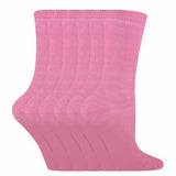 Sock Snob 6 Pk Childrens Solid Colour Cotton Socks 9-12 UK Pink / 6EA