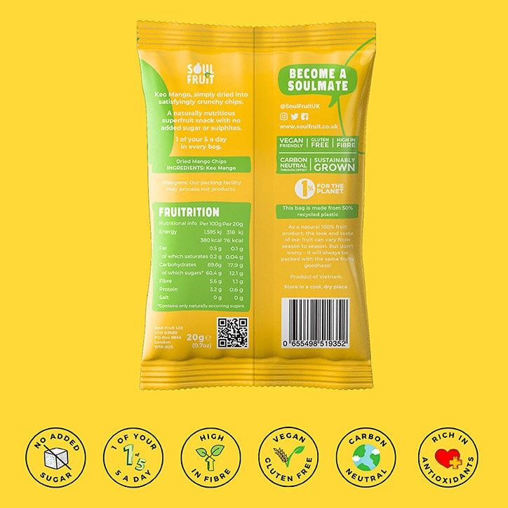 Soul Fruit Crunchy Dried Jackfruit Chips 20g
