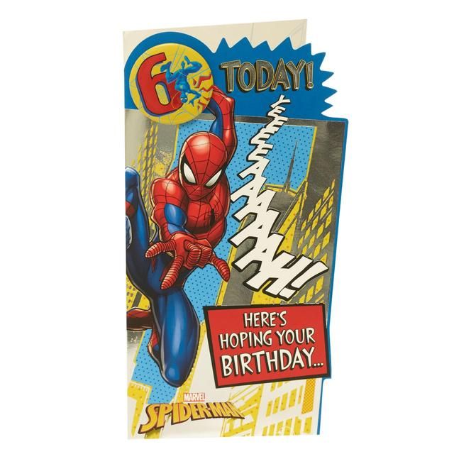 Spider Man 6th Birthday Card