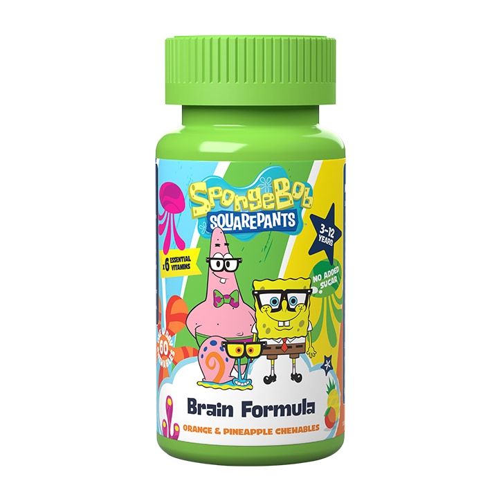SpongeBob SquarePants Nickelodeon Brain Formula Orange &amp;amp; Pineapple 60 Chewables