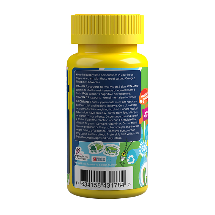 SpongeBob SquarePants Nickelodeon Multivitamins with added Probiotics Orange &amp;amp; Pineapple 60 Chewables